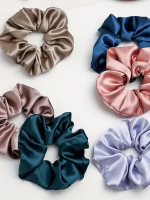 6 stk Silk Satin Scrunchies Hårbånd