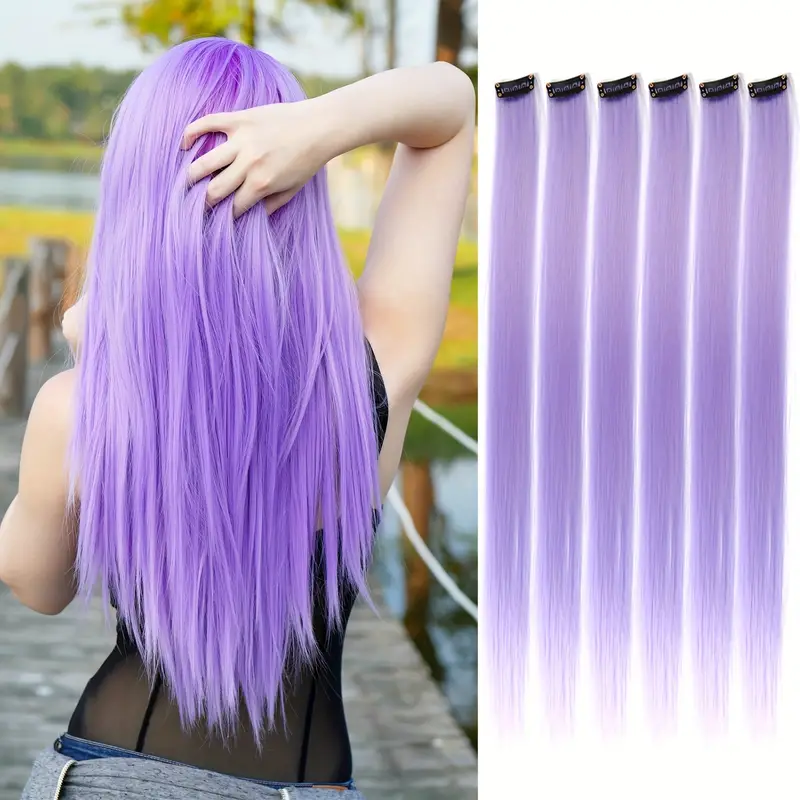 6 Stk Colored Hair Extensions Hairpieces - Lyslilla