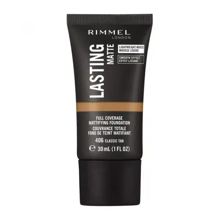 Rimmel Lasting Matte Full Coverage Foundation 406 Classic Tan