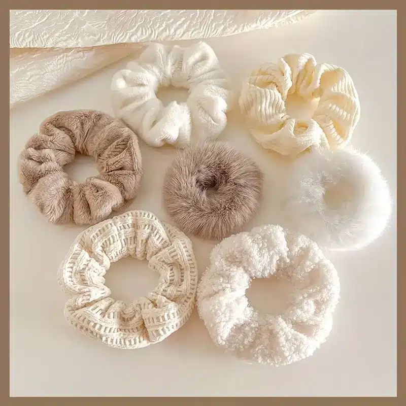 7 stk Plysj Scrunchies Myk Hårbånd